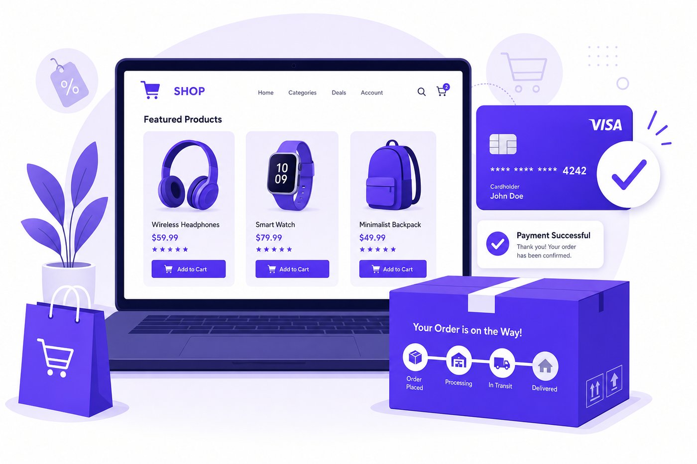 Online shopping with Shop.app illustration